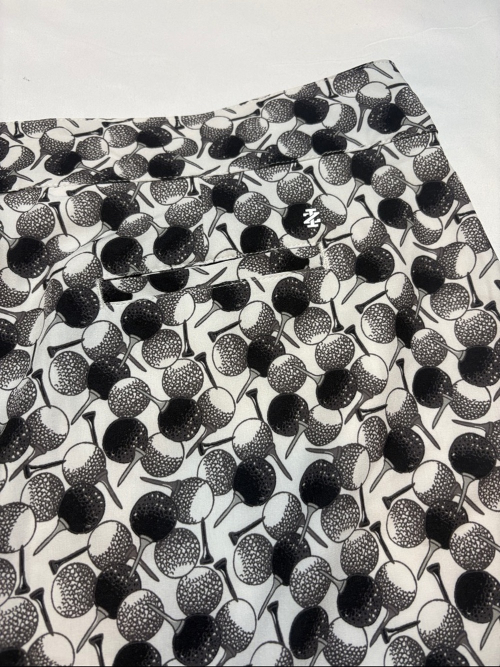 Golf Ball and Tee Black and White All Over Print Golf Skirt Pockets Shorts Lined